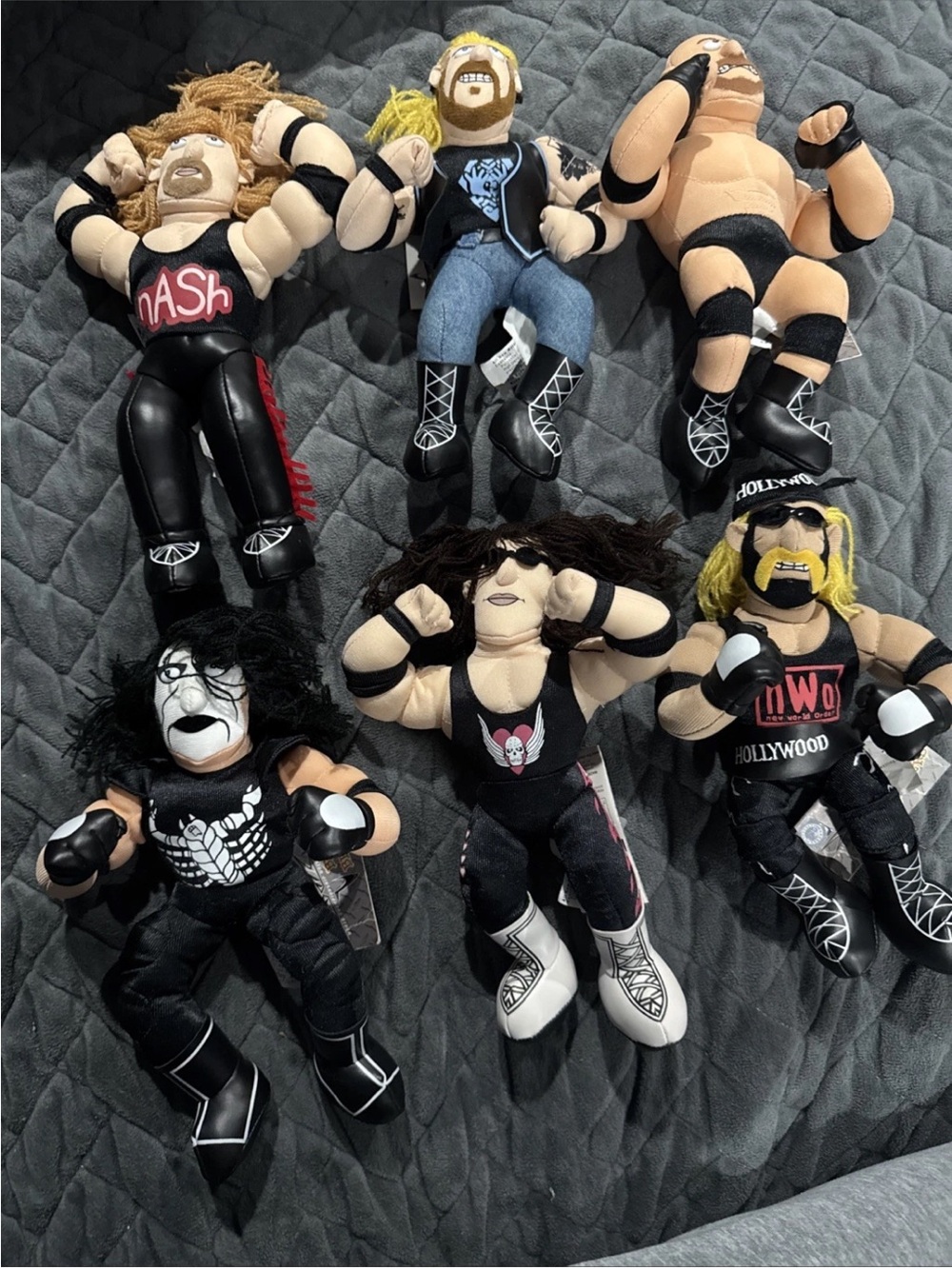 Rare WWE/WCW wrestlers plush. brawlers.  1998. Hogan/Sting/Hart